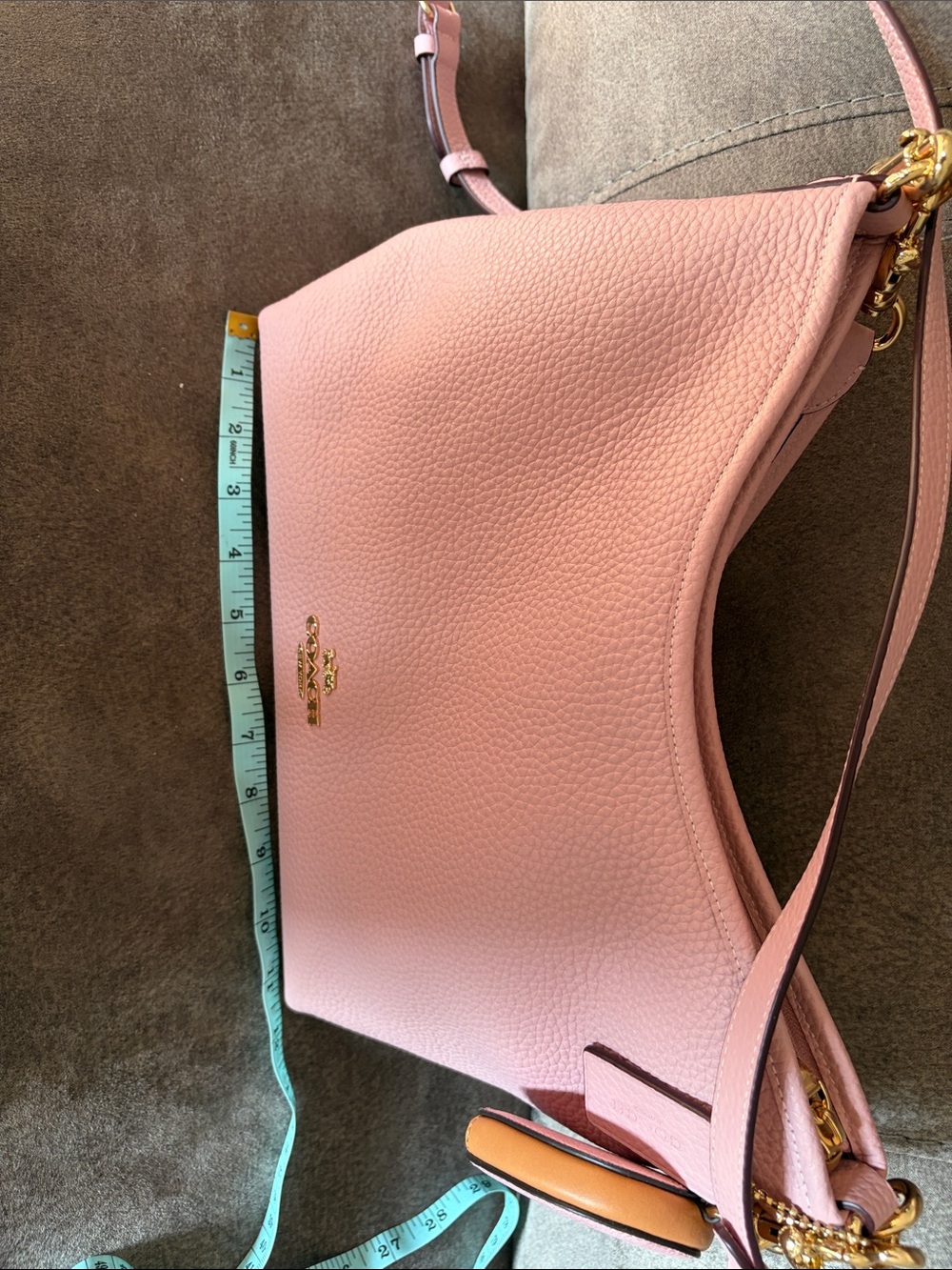 Coach Pink Pebbled Leather Shoulder Bag with Gold Hardware